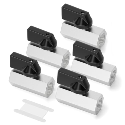 Image of GASHER 5PCS 1 /2 inchFNPT Nickel Plated Brass Mini Ball Valve | 1 /2 Inch Female x 1 /2 Inch Female Thread Shut Off Valve for Regulate Flow