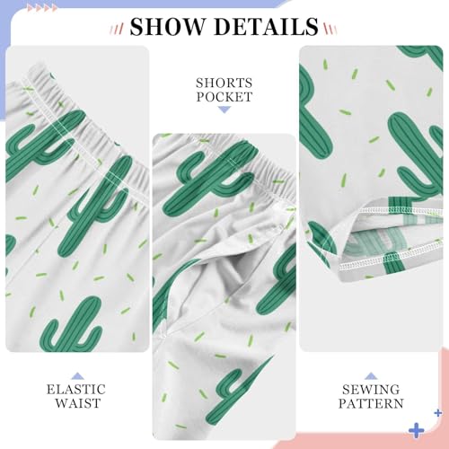 ZZXXB Cacti Plant Boys Long Pants Soft Trousers Elastic Waist Kids Lounge Bottoms with Pockets S-XL4