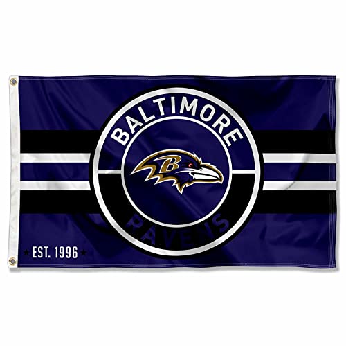 Drapeau Baltimore Ravens haut de gamme avec logo cercle brodé et patch bouton