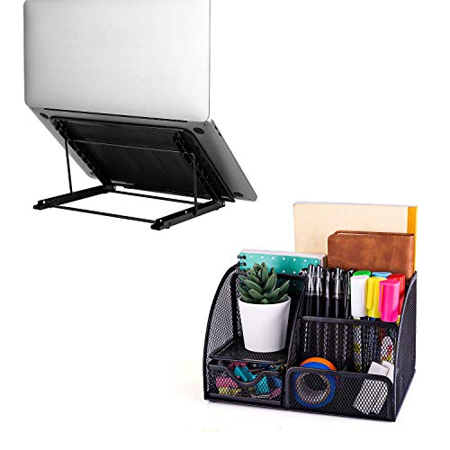 MDHAND Office Desk Organizer and Accessories + Adjustable Ventilated Laptop Stand