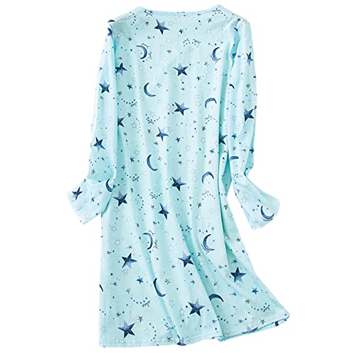 Zando Nightgowns For Women Cotton Night Gown For Ladies Cartoon Pajamas For Women Women's Nightgowns & Sleepshirts Long Sleeve Nursing Nightgown Maternity Pajamas Sleep Shirts Long Green Star X-Large #TOP1