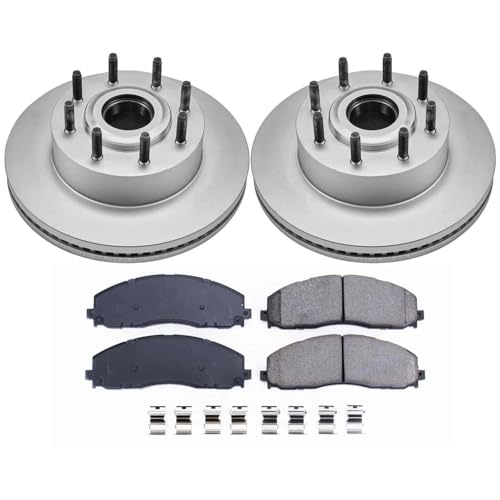 Image of PowerStop Front Brake Kit for Ford F-250 Super Duty 2012-22 | Ford F-350 Super Duty 2013-22 - Fully-Coated Disc Rotors with Z17 Ceramic Brake Pads Replacement, CRK6821