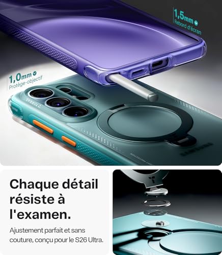 Image of TORRAS 360 Ostand Q3 Air for Samsung S26 ultra case - Real Airbag Shockproof Protection, Strong Magnetic for MagSafe, 12FT Military Drop Tested for Samsung Galaxy S26 ultra Glacier Blue