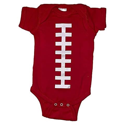 Bambino Sport Baby Sports Clothes - Long Sleeve Football Onesie Outfit – Red with White Laces (Medium) Cover