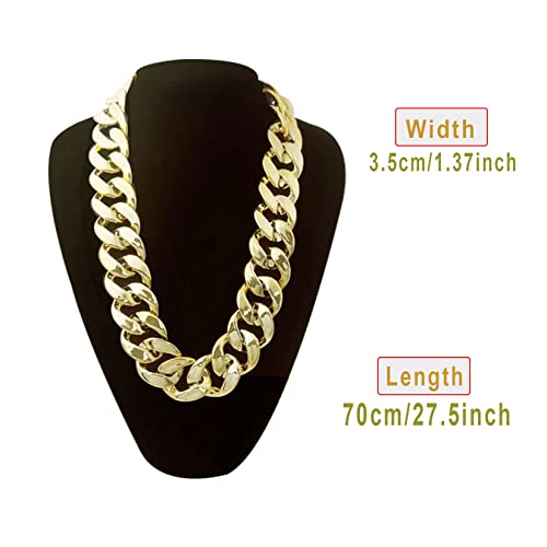 Markeny Men's Chunky Necklace, Rapper Fake Gold Chain 90s Hip Hop Fake Gold Necklace Costume Accessory (27.5 Inches*1.37inches)2