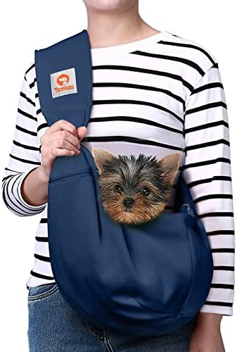 Small Dog Sling Carrier with Zipper Pocket & Adjustable Strap for 3-10 lbs Pets (Grey)