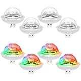 Frienda 8 Pcs USB Mini Disco Light 1.58x1.58 Inch Sound Activated Halloween DJ Disco Ball Stage Lights Multi Colors LED Car Atmosphere Magic Strobe Light for Xmas Party KTV Club (Flying Saucer Style)