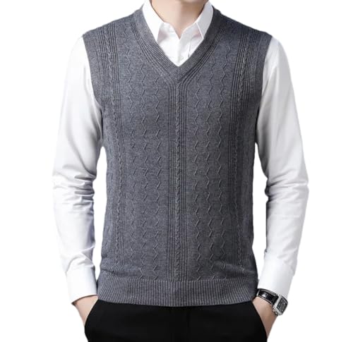 Men’S Casual V-Neck Wool Blend Knit Vest Sleeveless Pullover Sweater Waistcoat