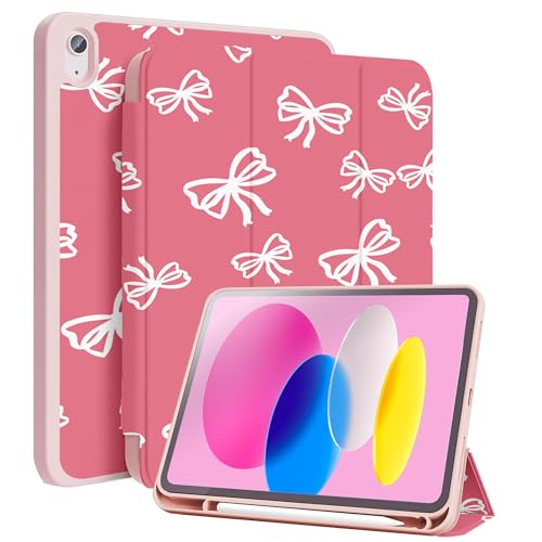 Coque iPad 11 2025 nœud papillon blanc chic pour étudier au café avec son stylet
