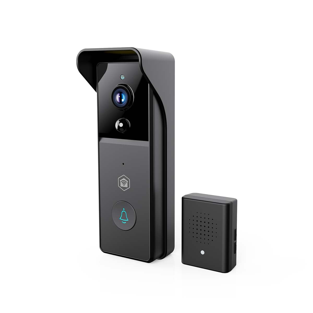 Nedis WIFICDP21BK | Sonnette Vidéo Wi-FI | 3MP 1296p | Grand Angle 100° | Vision Nocturne Infrarouge | Détection Mouvement | Audio Bidirectionnel | Batterie 4400 mAh | Noir