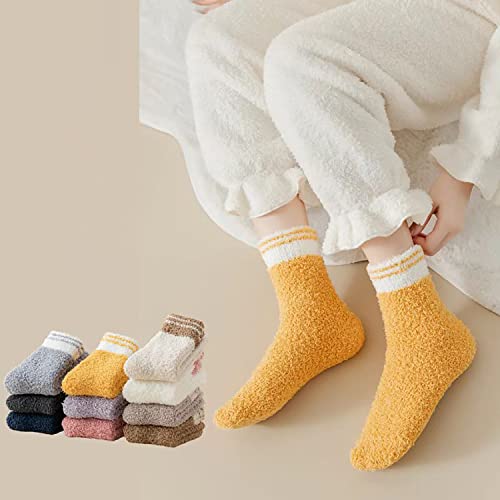 DAMILY 靴下 レディース もこもこ靴下 冬 暖かい 可愛い カラーソックス 中厚手 ふわふわ 女性靴下 おしゃれ 防寒 くつした ひえとり 婦人ソックス カジュアル 5足セット ルームソックス 22-25㎝ 保温性 の商品画像 4