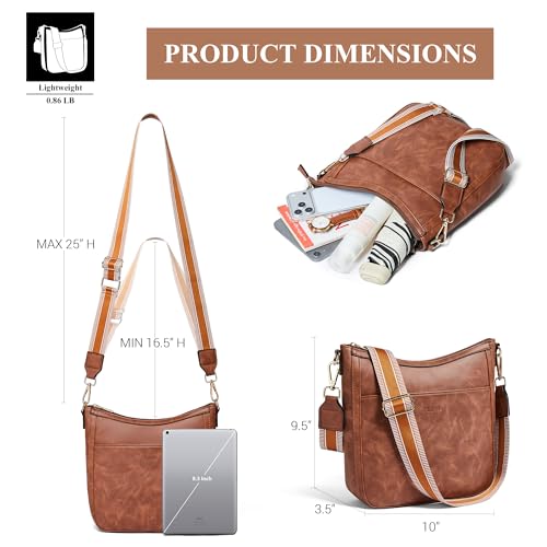 Image of Leather Crossbody Purse for Women Crossbody Bag for Daily Travel | Trendy Vegan Leather Medium Crossbody Purse with Adjustable Strap Women's Hobo Shoulder Handbags for Work