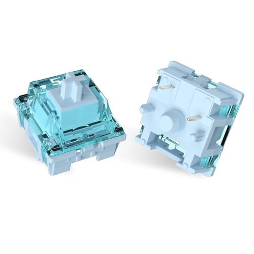 ELUTENG Ice Blue Mechanical Keyboard Switches 100 Pieces 48gf Tactile Switches for Gaming Mechanical Keyboards 5 Pins POM Stem Pre Lubed Key Switches Compatible with MX Mechanical Keyboard Switch Set