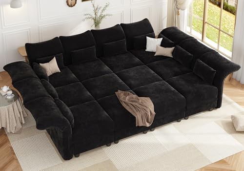 LLappuil Modular Sleeper Sectional Sofa 12 Seater Chenille Deep Sectional