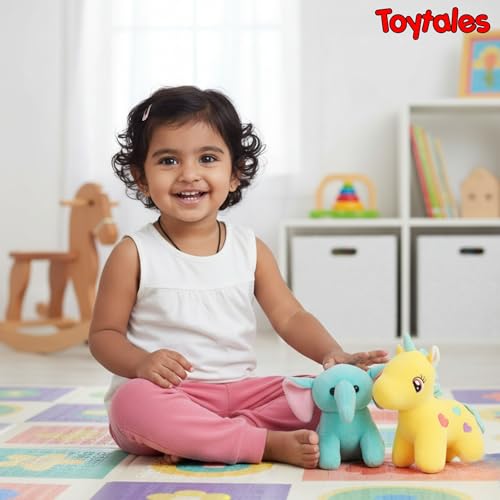 Image of TOYTALES Soft Toy Combo Pack Cute Baby Elephant Plush & Fairy Unicorn Stuffed Toy for Kids (Pack of 2)