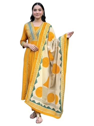 Image of ANNI Designer Women's Rayon Viscose Straight Printed Kurta with Pant & Dupatta Set | Ethnic 3-Piece Readymade Suit for Women | Elegant Festive & Office Wear Traditional Outfit