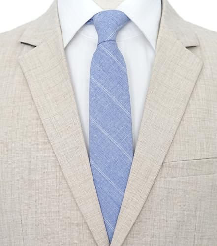 Image of BELLUNO Men's 2.5 inch Skinny Solid Cotton Linen Ties