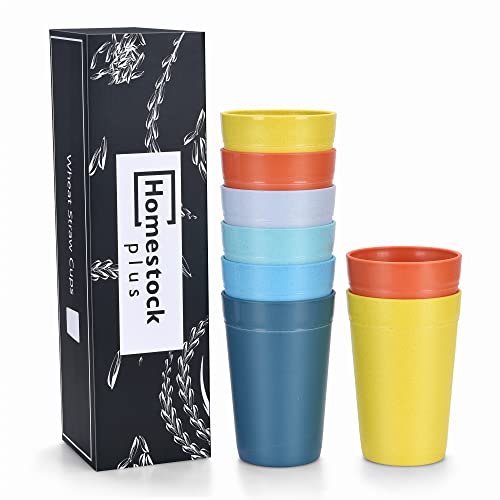16 Oz Tumbler Cups, Unbreakable Stackable Water Drinking Cup, Light Weight Tumblers For Juice Smoothies Milk Water, Bpa Free E-Co Friendly Microwave Dishwasher Safe Wheat Straw Cups【Set Of 8】 #TOP30