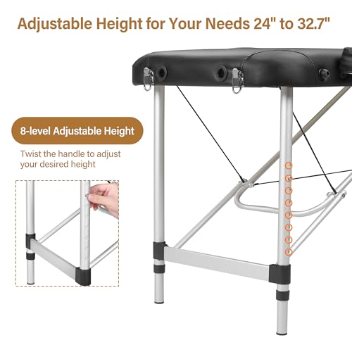 image for PrimeZone Portable Massage Table Lash Bed- 3 Folding Massage Bed, Heig