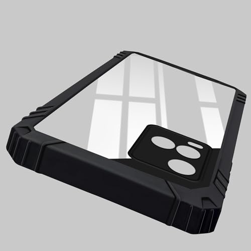 Image of Jkobi Crystal Back Cover Case for Vivo Y33T | Vivo Y21T | Vivo Y21s (Ultimate Shockproof Bumpers | Anti Yellow | Rugged Armor | Hybrid PC | Black)