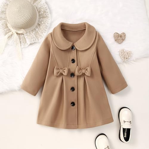 Toddler Baby Girl Dress Coat Lapel Button Jackets Clothes Long Sleeve Solid Color Fall Winter Outfit2