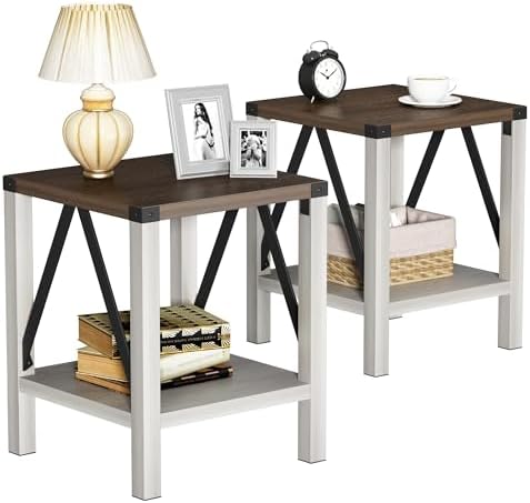 Amazon.com: ChooChoo Farmhouse Nightstands Set of 2, Rustic Vintage End ...