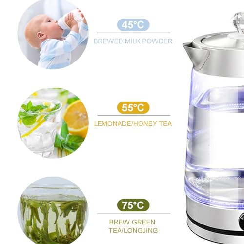 Kettle Eléctrico de Vidrio con Filtro Acero Inoxidable 2L 1000W miniatura 2