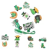 PRETYZOOM 24pcs Shamrock Hanging Tags for Patrick Day Decoration Eye-catching Wall Ornaments for Parties and Celebrations Bright Material Create Festive Atmosphere