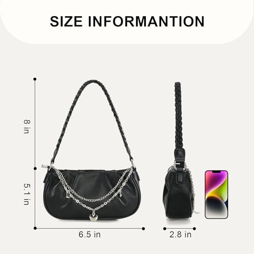 Image of Shoulder Bag for Women Y2K Trendy Ruched Underarm Bag Mini Hobo,the Arm Purses Clutch Purse with Zipper Closure