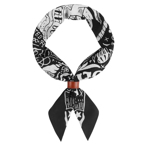 100% cotton Bandana Scarf With Leather Scarf Buckle, Retro sail pattern Neck Scarf for Men & Women Cowboy Scarves