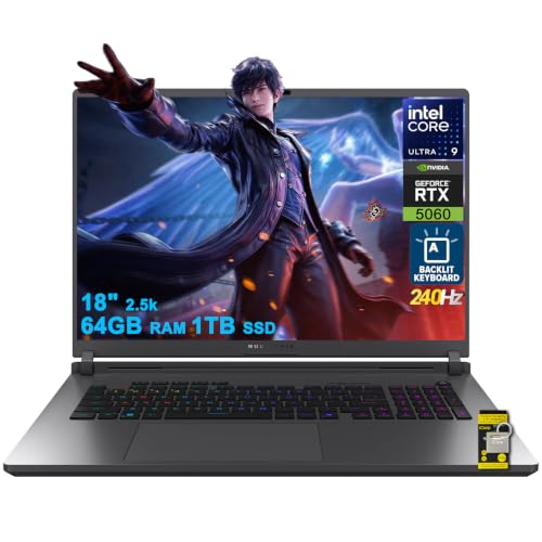 Image of ASUS ROG Strix G18 G815 Gaming AI Laptop 18 inch 2.5k 240Hz 3ms 100% DCI-P3 Intel 24-core Ultra 9 275HX 64GB DDR5 1TB SSD GeForce RTX 5060 (Up to 572 AI Tops) RGB Backlit Thunderbolt Wi-Fi7 Win11 ICP Hub