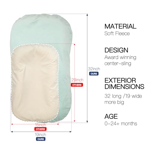 Image of Infant Support Cushion - Baby Support Cushion for Newborn, 0-24 Months, Portable Tummy Time Mat for Home and Travel, Soft Cotton, Supervised Use, Baby Essentials Gift, Lake Green(1 Cushion + 1 Cover)