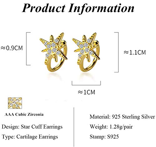 Simple CZ Star Cuff Wrap Earrings Cute Snowflake Crystal Twinkle Helix Cartilage Clip on Earrings Non Piercing Cartilage Earrings Hexagram ear cuff2