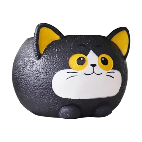 JSGHGDF Vasi da fiori in resina a forma di gatto nero con foro di drenaggio per piante grasse piante da interno piccola fioriera per casa decorazione giardino piante grasse vasi per gatti
