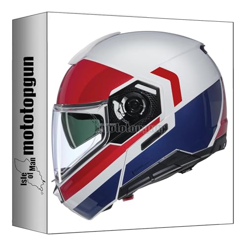 Casque Nolan N90-3 Travelling Roboto modulable blanc rouge bleu pour vos road trips
