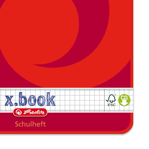 Herlitz 3322807 Schulheft (A4, kariert mit Rand, Lineatur 28) 16 Blatt, 10er Packung (A4. kariert mit Rand, Lineatur 28)