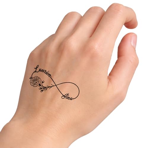 Custom Temporary Couple Tattoos with Names, Fake Couple Tattoos for Valentine's Day Anniversary, Idea for Bachelor Bachelorette Party Wedding Favors - Set of 21 (Style 8)