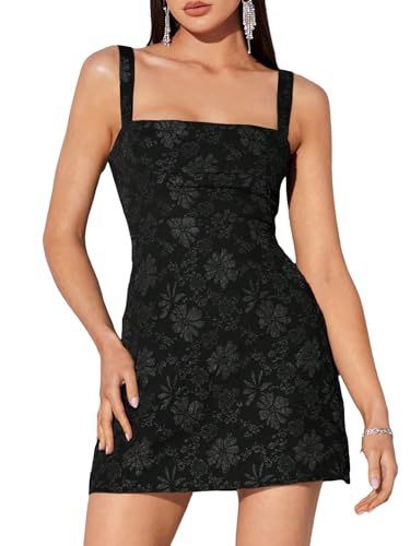 Floerns Women's Floral Lace Up Backless Party Sleeveless Cami Mini Dress