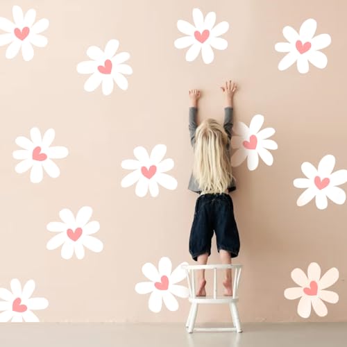 12 hojas de vinilos decorativos con margaritas y corazones miniatura 2