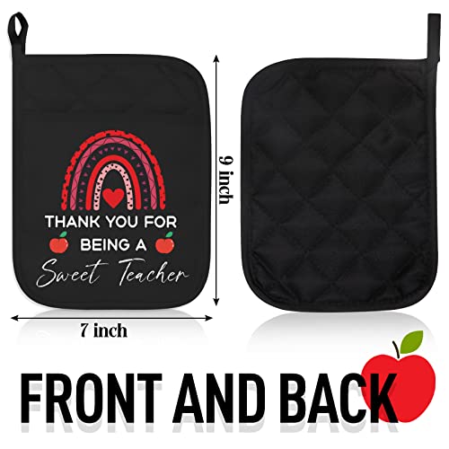 Teacher Pot Holder Gift - Teacher Appreciation Gift For Women - Teacher Thank You Present - Teacher Gifts For Women With 3 Pcs Pot Holder With Pockets Hanging Loop #TOP2