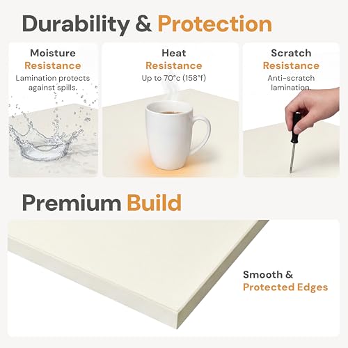Image of Table Top for Office, Study & Standing Desk - 25mm Pre-Laminated Engineered Wood, Matte Scratch & Spill Resistant, Load up to 120 kg, Suitable Frames - 60x30 inch,Sonoma Light