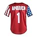 American Flag Shirt USA Baseball Jersey for Men 4th of July USA Shirt Men Short Sleeve Button Jersey (Red, L)