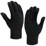 YUSHWENPTY Guantes Tactiles Invierno 1 Par Guantes Termicos Unisex Guantes Punto Hombre Guantes Calientes Mujer para Deportes Al Aire Libre, Regalos de Invierno (Negro)