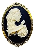 Black and Cream African Bride Cameo Brooch