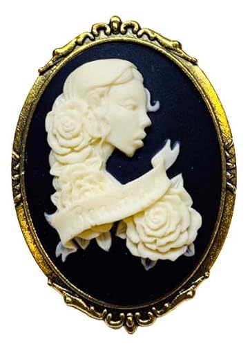 Black and Cream African Bride Cameo Brooch
