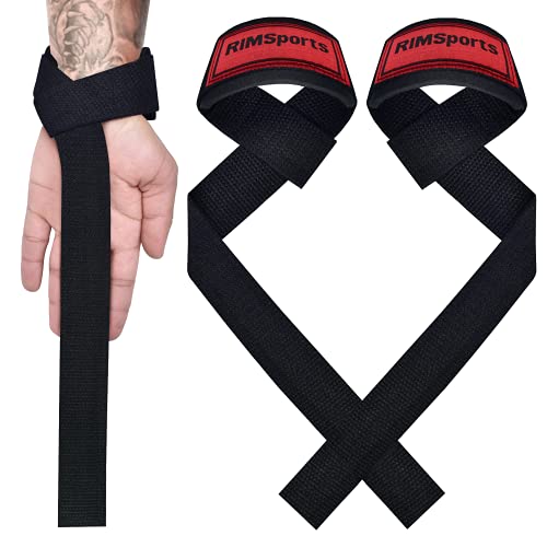 RIMSports Premium Padded Lifting Straps - Superior Wrist Straps for Weight Lifting for Men & Women with Silicone Grip - Deadlift Straps for Powerlifting, Weightlifting, & Deadlifting