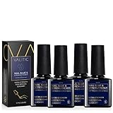 Valitic Strong Nail Glue and Strengthener for Acrylic and Press On Nails - Quick Dry Brush On Gel for Long Lasting Effect - Adhesive Nail Bond for False Nails with Tips Strengthener - 4 Pack