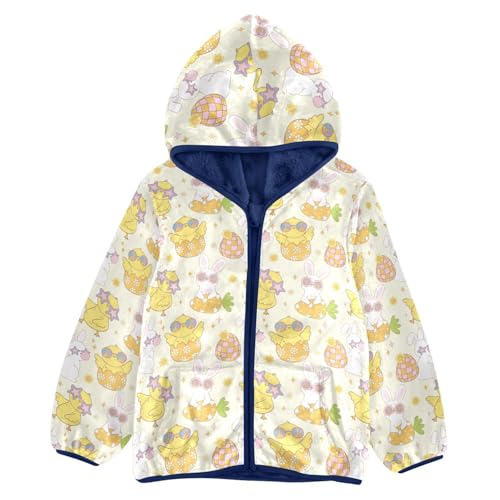 Retro Disco Bunny and Chick Girls Fleece Jacket Girls Fall Jacket Girls Zip Up Hoodie Girls Sherpa Jacket 2-10T