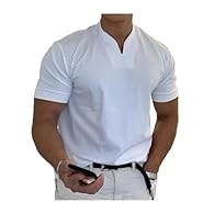 【Mens Dress T Shirts】Men's summer casual t-shirt, breathable, light and breathable, and skin-friendly.The soft material will suit daily wear or business and bring you a casual look 【Features】: Men's fashion T-shirt with short sleeves, slim fit, solid...