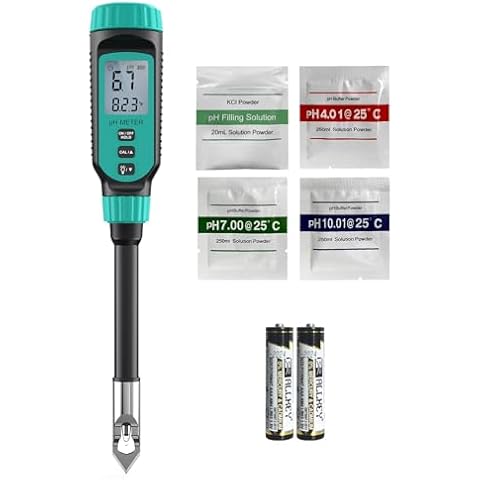 Tadeto Soil pH Meter, Digital pH Tester Kit for Soil, Garden, Water, Solution and Food with Alloy Protective Cap and LCD Display, Soil pH Test for for Lawns, Food, Gardening with ℃/℉ Display Cover